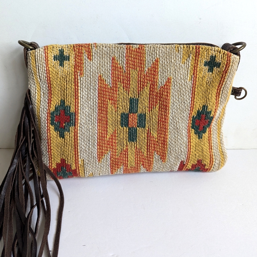 Myra Bag Hand Tooled Clutch Crossbody Shoulder Bag 💜 Rancher Aztec Western - Picture 6 of 16